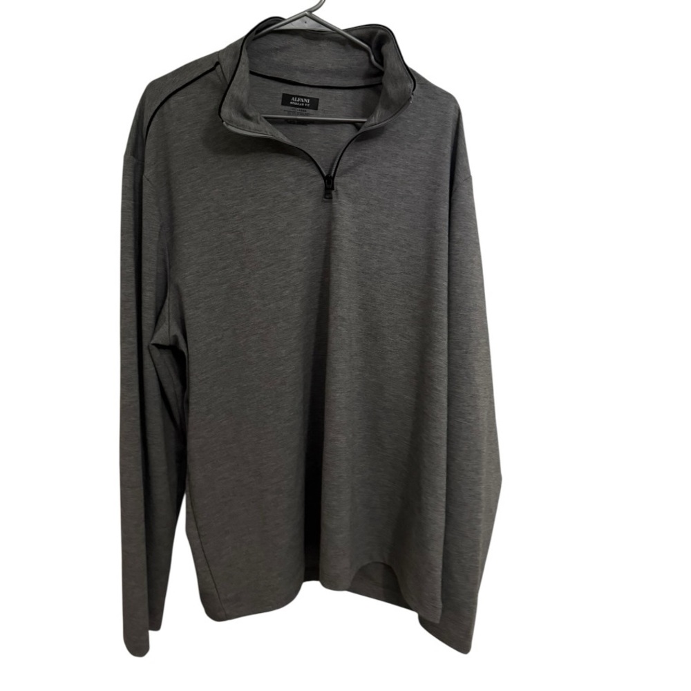 Alfani Men’s 2XL Gray Quarter Zip Pullover Lightweight Long Sleeve